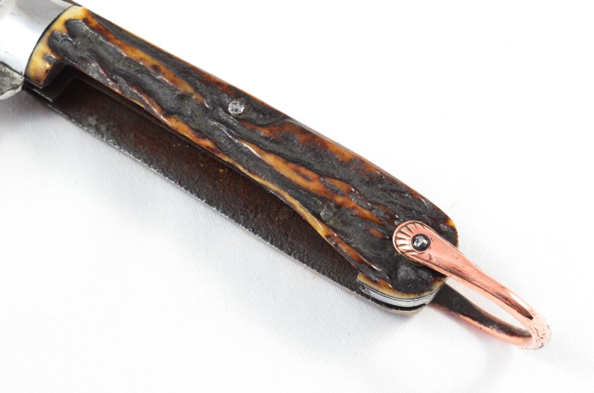 Antique British Farmers Pen/Pocket Knife Stag Horn Antler Scales Made in Sheffield England c1900 - Image 2