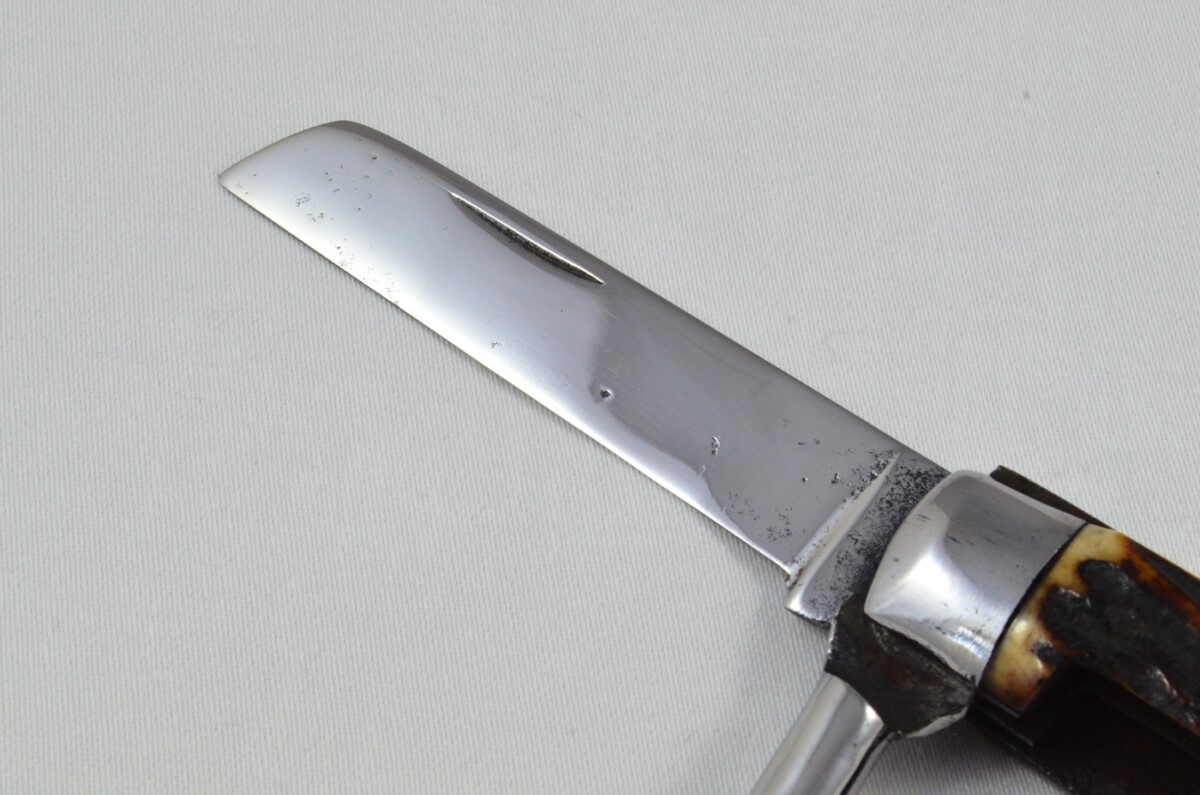 Antique British Farmers Pen/Pocket Knife Stag Horn Antler Scales Made in Sheffield England c1900 - Image 4
