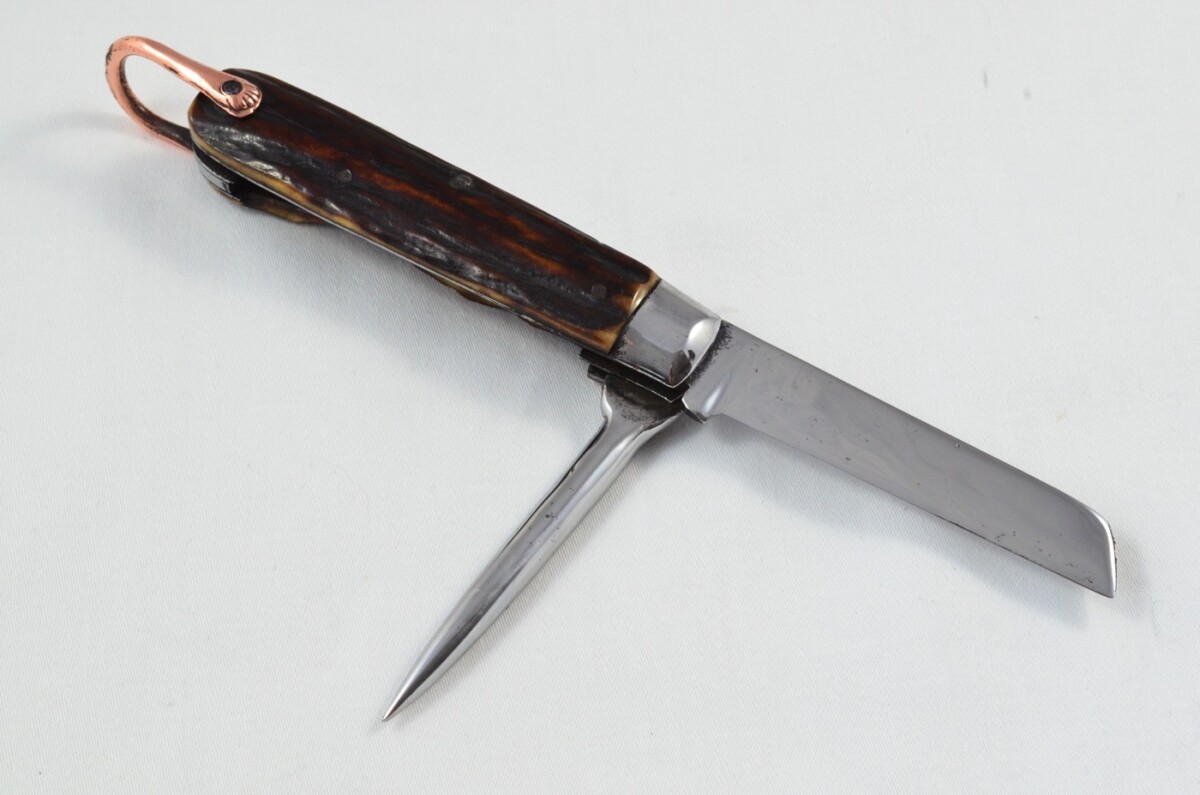 Antique British Farmers Pen/Pocket Knife Stag Horn Antler Scales Made in Sheffield England c1900 - Image 5