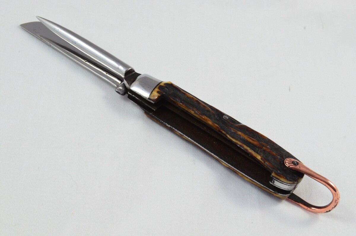 Antique British Farmers Pen/Pocket Knife Stag Horn Antler Scales Made in Sheffield England c1900 - Image 6