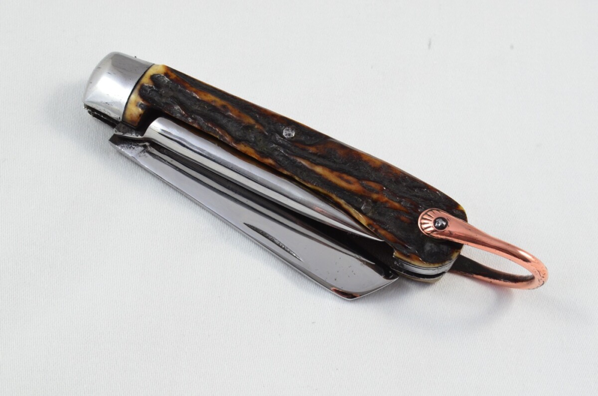Antique British Farmers Pen/Pocket Knife Stag Horn Antler Scales Made in Sheffield England c1900 - Image 8