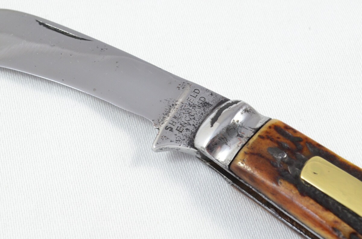 Sheffield Made 1 Blade Stag Antler Horn Scaled Pruning Knife - Image 4