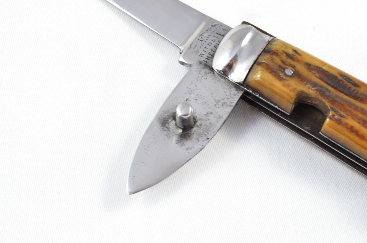 Taylors Eye Witness Sheffield Made Farmers Stag Antler Horn Scaled Pen Knife c1900 - Image 3