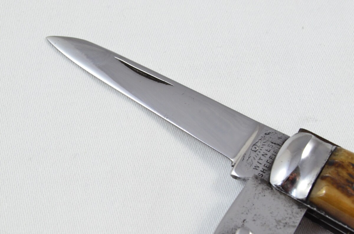 Taylors Eye Witness Sheffield Made Farmers Stag Antler Horn Scaled Pen Knife c1900 - Image 4
