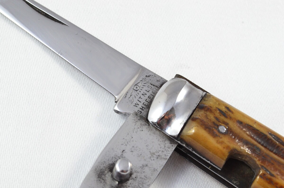 Taylors Eye Witness Sheffield Made Farmers Stag Antler Horn Scaled Pen Knife c1900 - Image 5