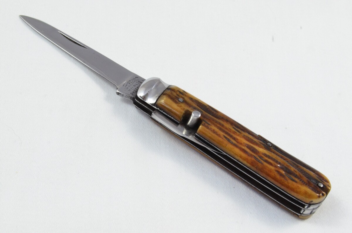 Taylors Eye Witness Sheffield Made Farmers Stag Antler Horn Scaled Pen Knife c1900 - Image 7