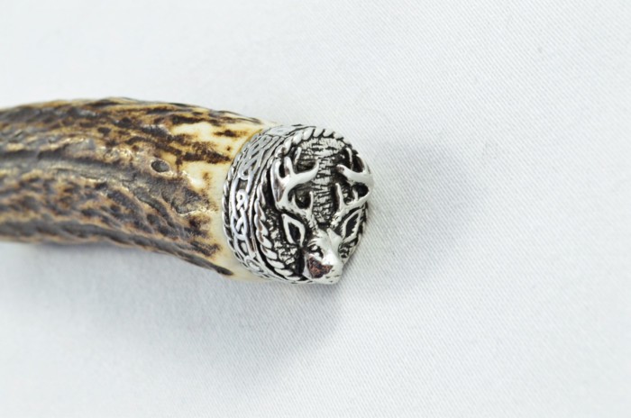 A Genuine Stag Antler Handled Pewter Capped Steak Knife Made In Sheffield England - Image 4