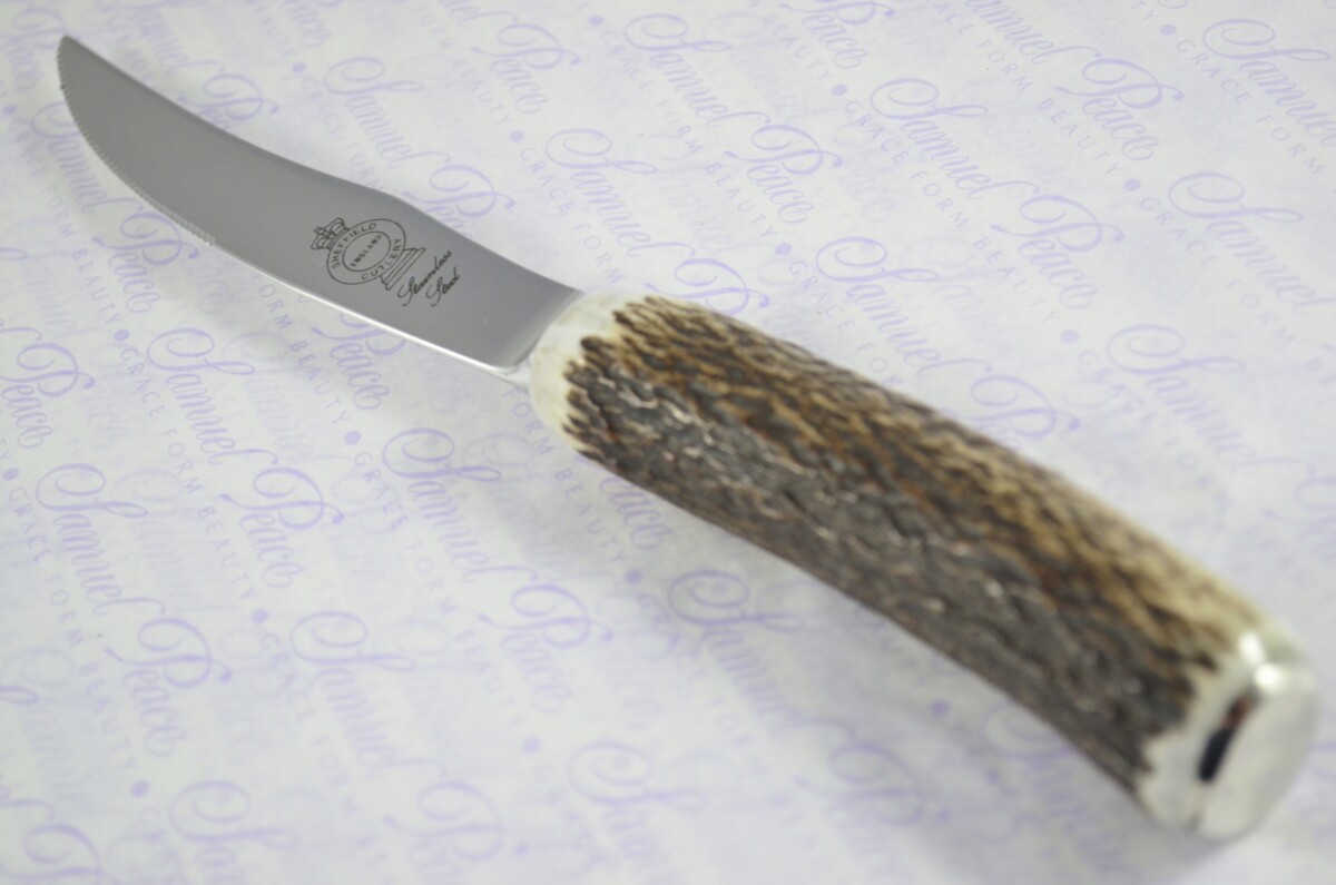 A Set of Six New Hump Back Genuine Stag/Antler Handle Steak Knives Made Sheffield England Boxed - Image 8