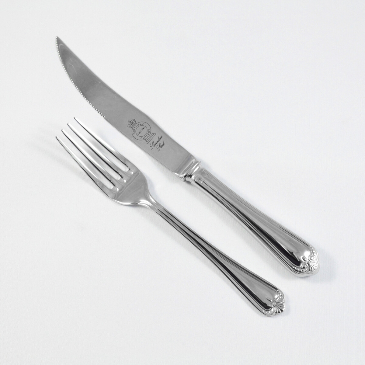 Jesmond Pattern Steak Knife & Fork Made in Sheffield England Stainless Steel Cutlery