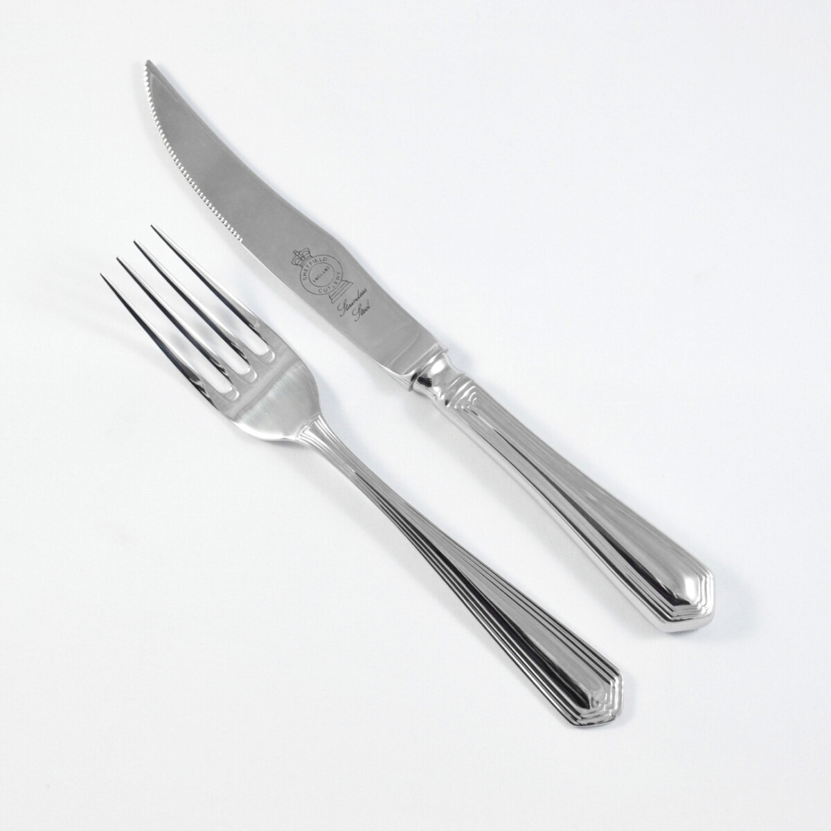 Chester Pattern Steak Knife & Fork Made in Sheffield England Stainless Steel Cutlery