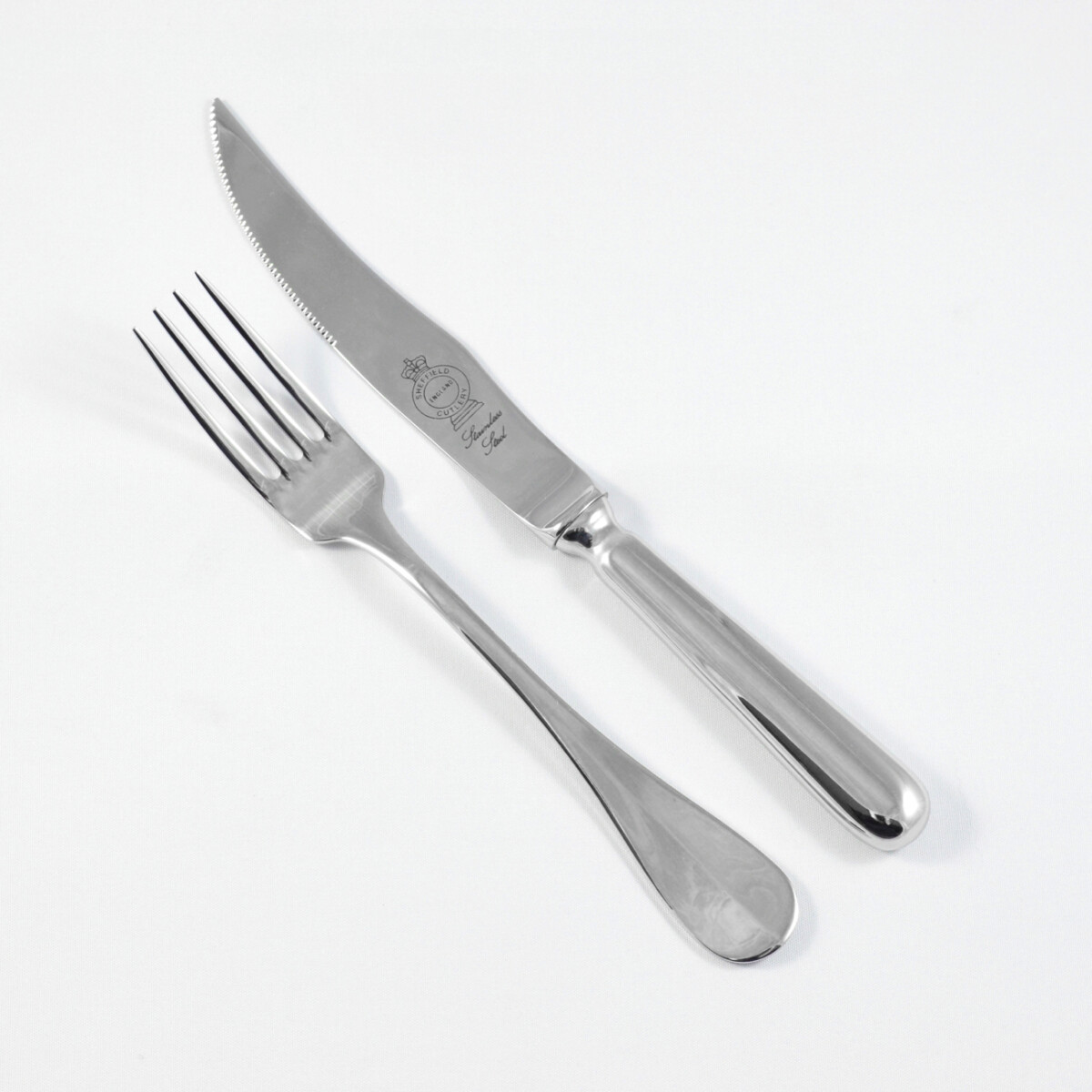Baguette Pattern Steak Knife & Fork Made in Sheffield England Stainless Steel Cutlery