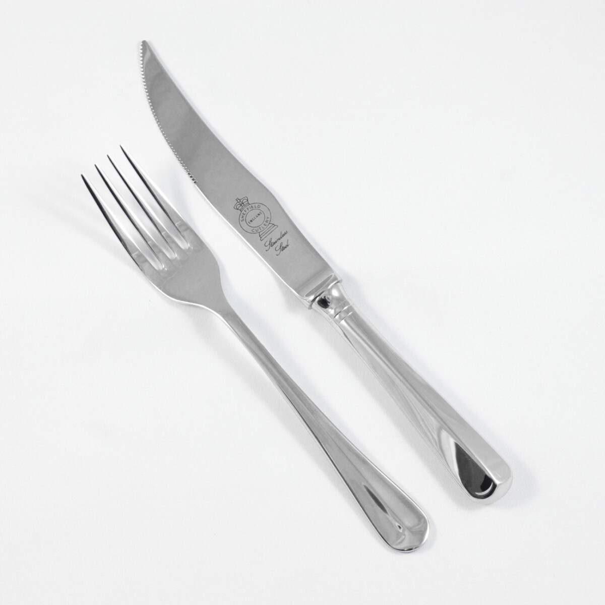 Rattail Pattern Steak Knife & Fork Made in Sheffield England Stainless Steel Cutlery