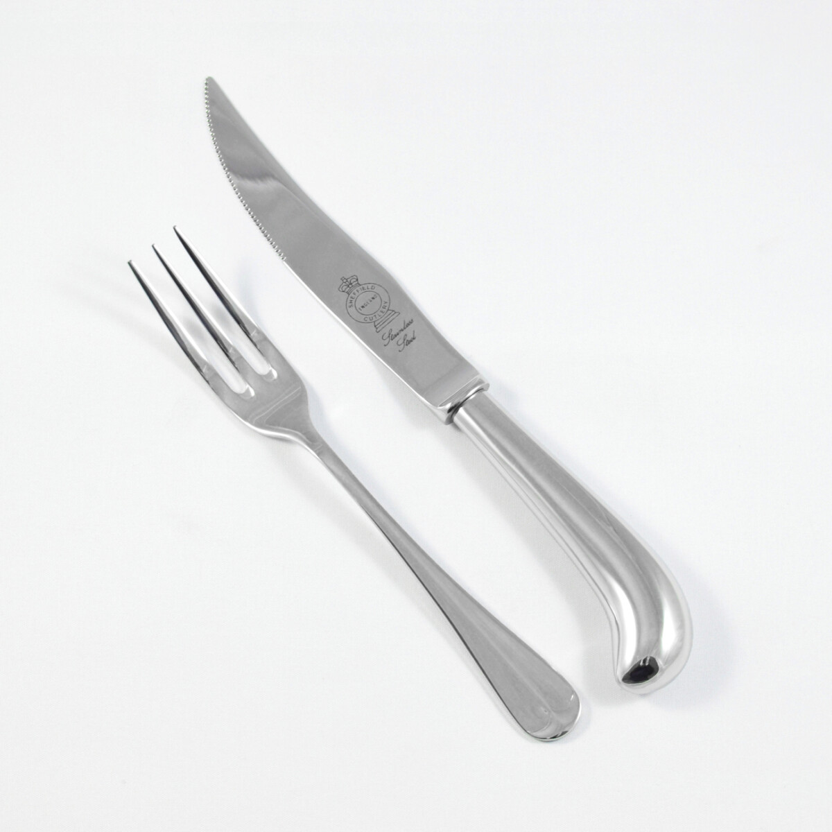 Pistol Pattern Steak Knife & Fork Made in Sheffield England Stainless Steel Cutlery