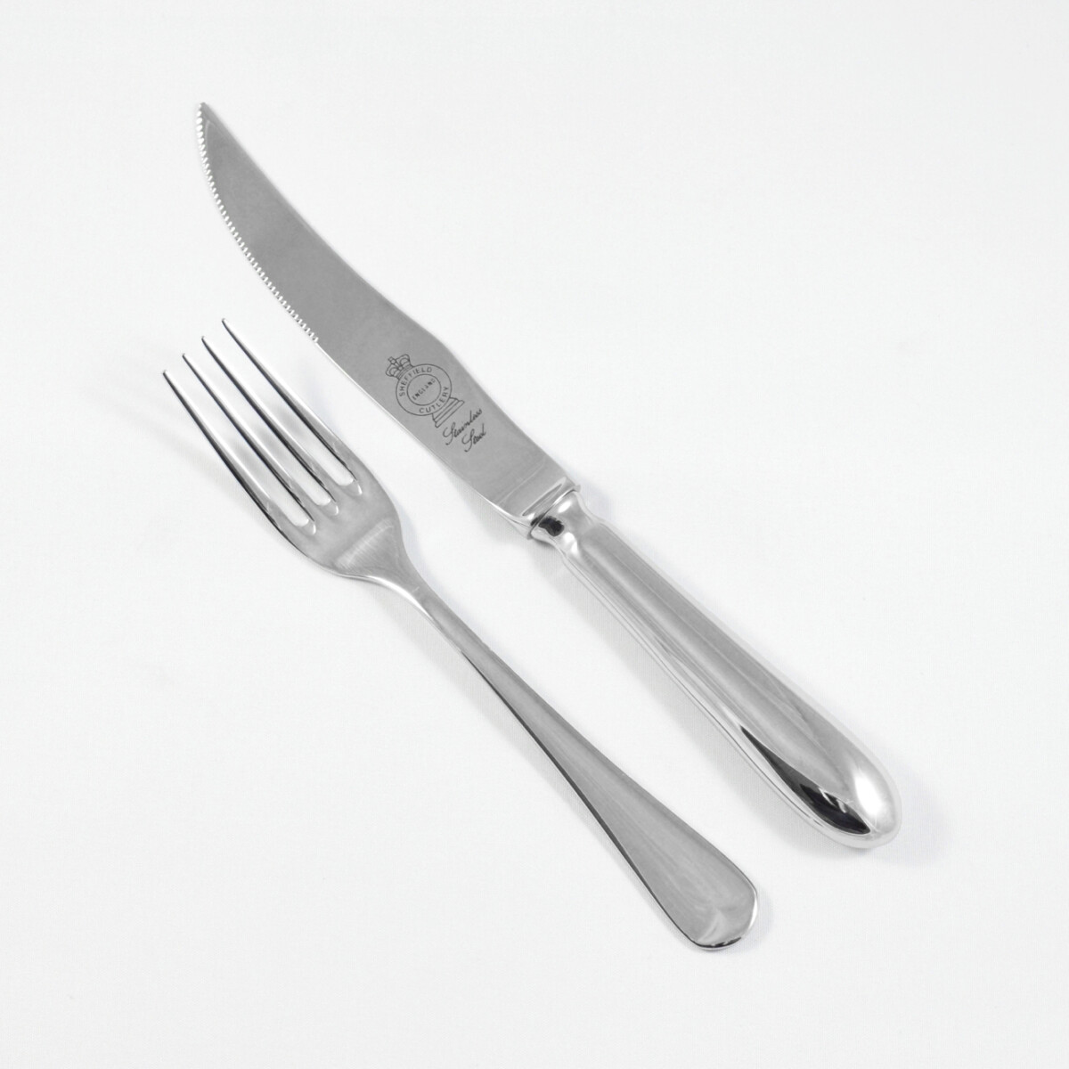 Old English Pattern Steak Knife & Fork Made in Sheffield England Stainless Steel Cutlery