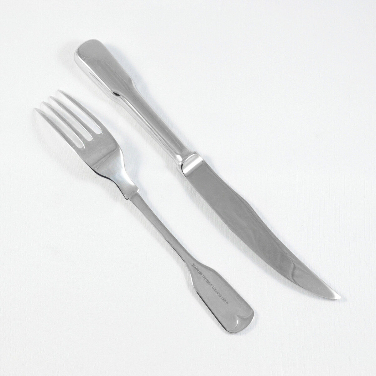 Plain Fiddle Pattern Steak Knife & Fork Made in Sheffield England Stainless Steel Cutlery - Image 2