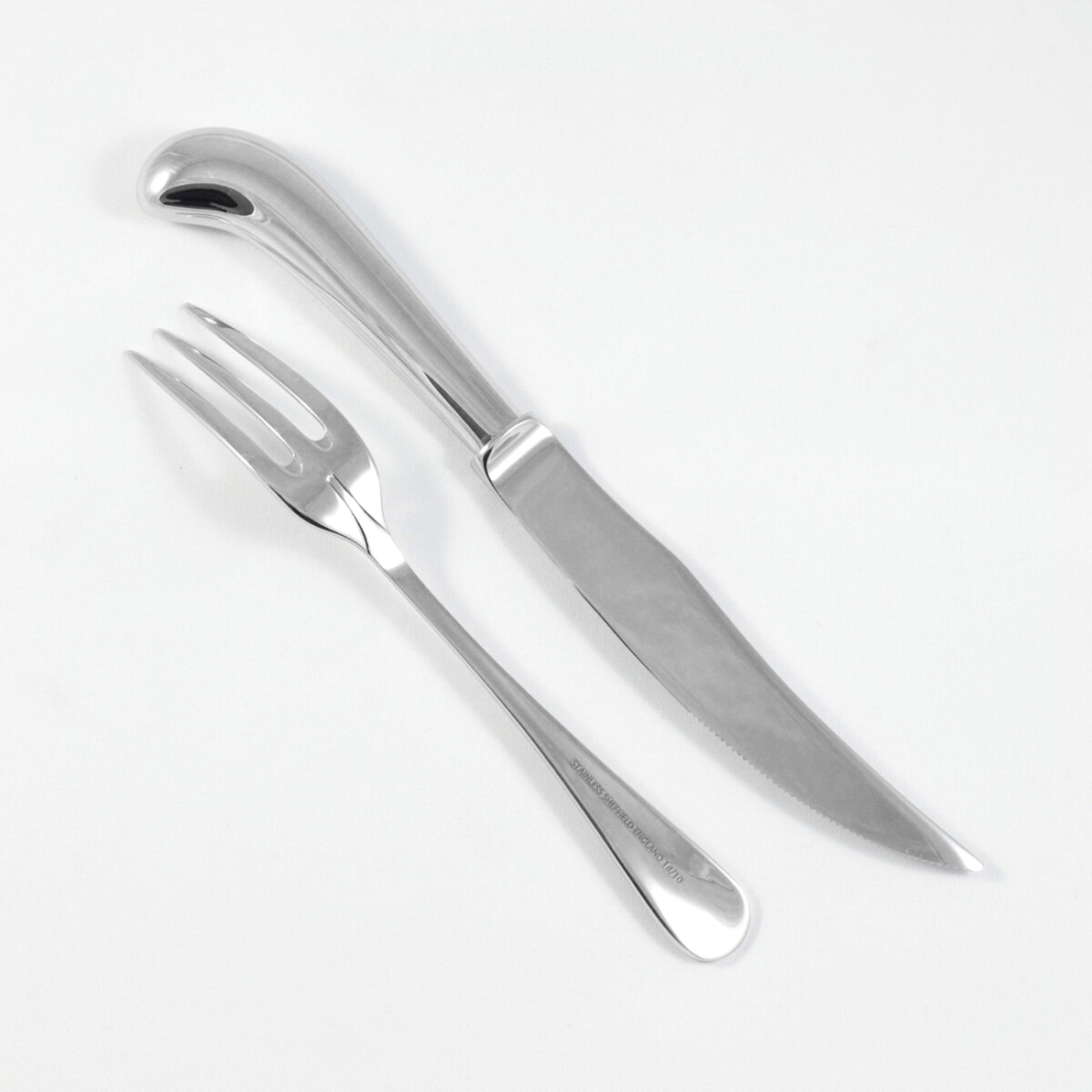 Pistol Pattern Steak Knife & Fork Made in Sheffield England Stainless Steel Cutlery - Image 2