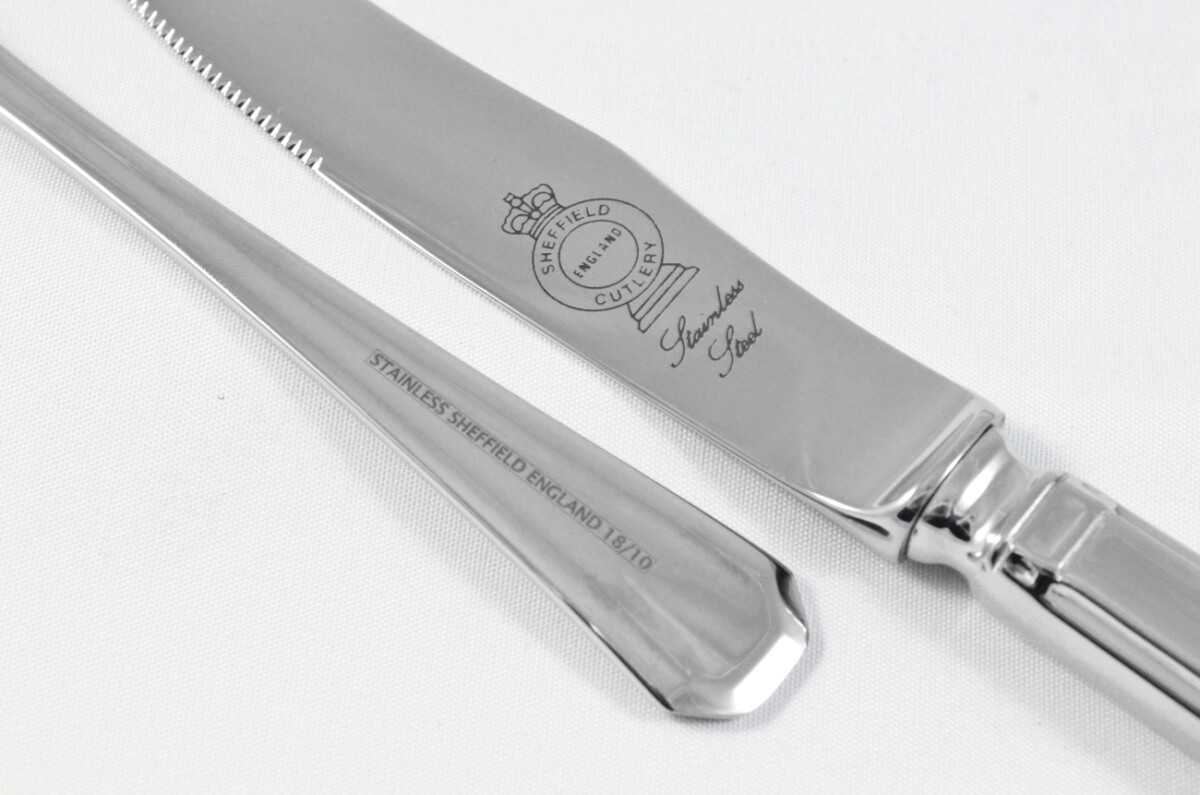 Grecian Pattern Steak Knife & Fork Made in Sheffield England Stainless Steel Cutlery - Image 4