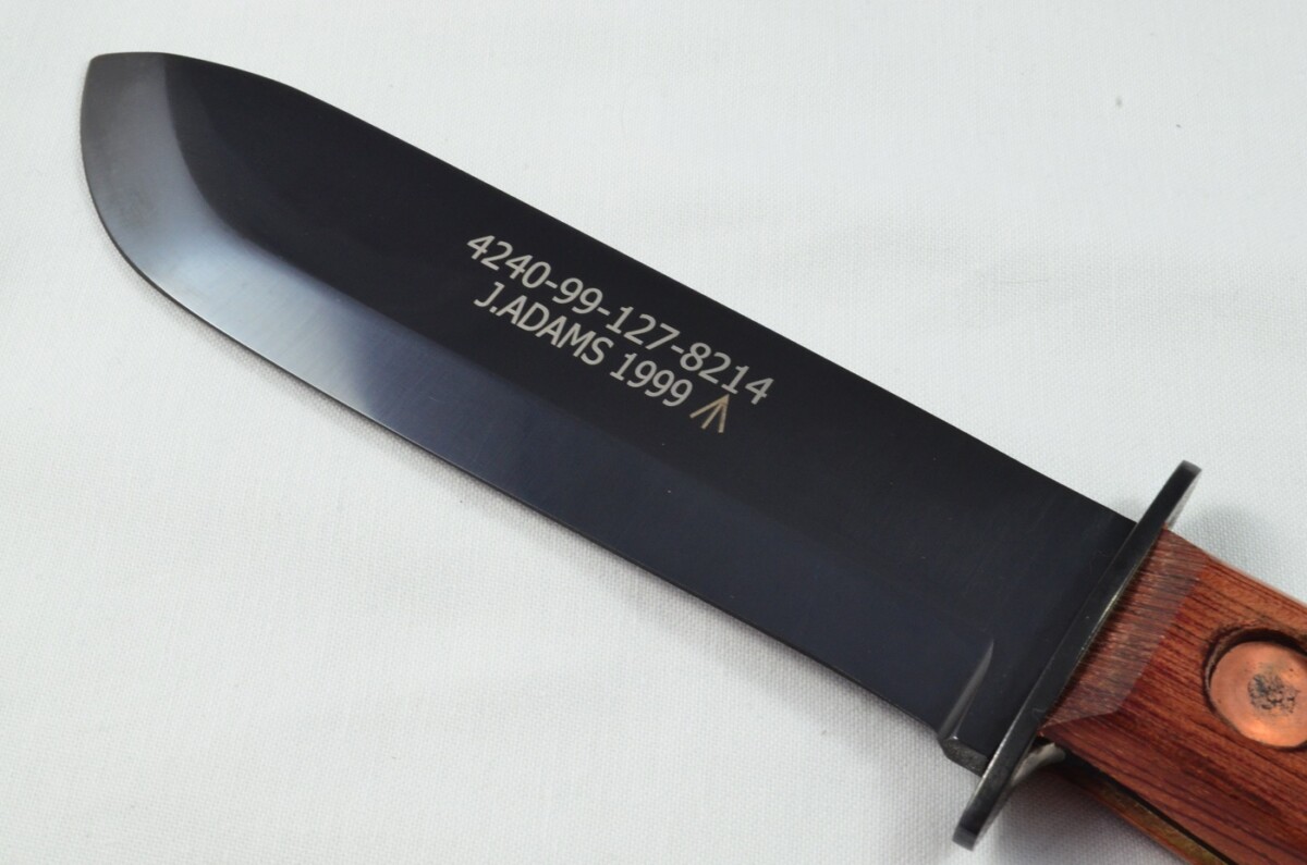 A Brand New Full Scale Tang Survival Knife Hardwood Handle 7" Black Blade - Image 4