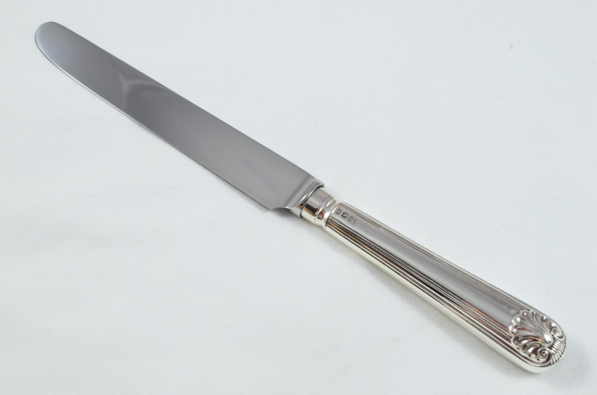 1824 Sterling Silver Thread & Shell Pattern London 6 Dinner Knives William Eley - Image 4