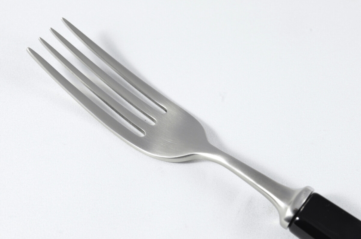 New Fantastic Genuine Black Handle Table Knife & Fork Brushed Finish Made In Sheffield England - Image 8