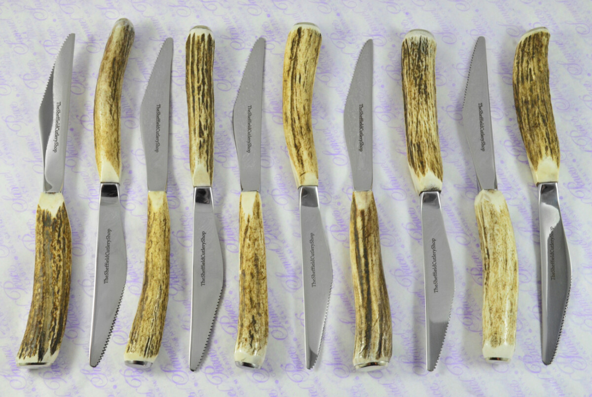 Coarse Serrate Ten Genuine Stag/Antler Handle Steak/Bistro/Grill Knife Made Sheffield England - Image 10