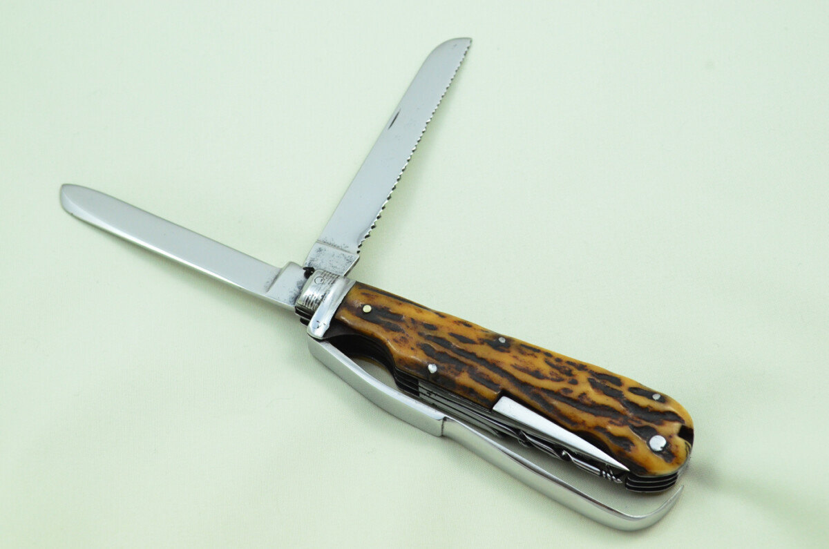 Antique Amazing Thomas Turner Sportsman's Pen/Pocket Knife Stag Horn Antler Scales Made in Sheffield England c1880 - Image 6