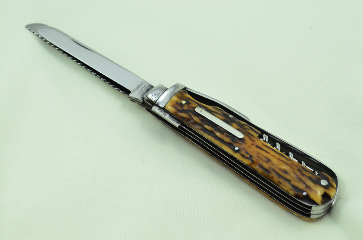 Antique Amazing Thomas Turner Sportsman's Pen/Pocket Knife Stag Horn Antler Scales Made in Sheffield England c1880 - Image 7