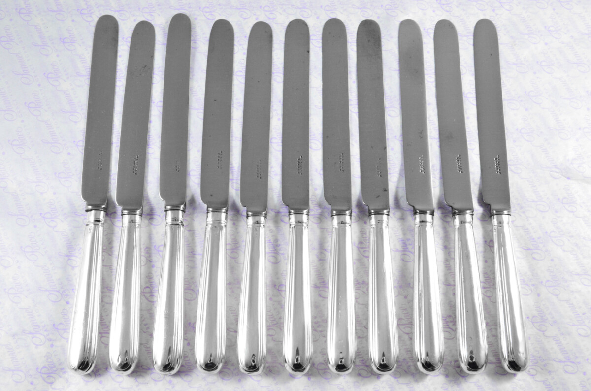 Old English Thread Pattern Sheffield Assayed 11 Table Knives Sterling Silver 1799 Georgian
