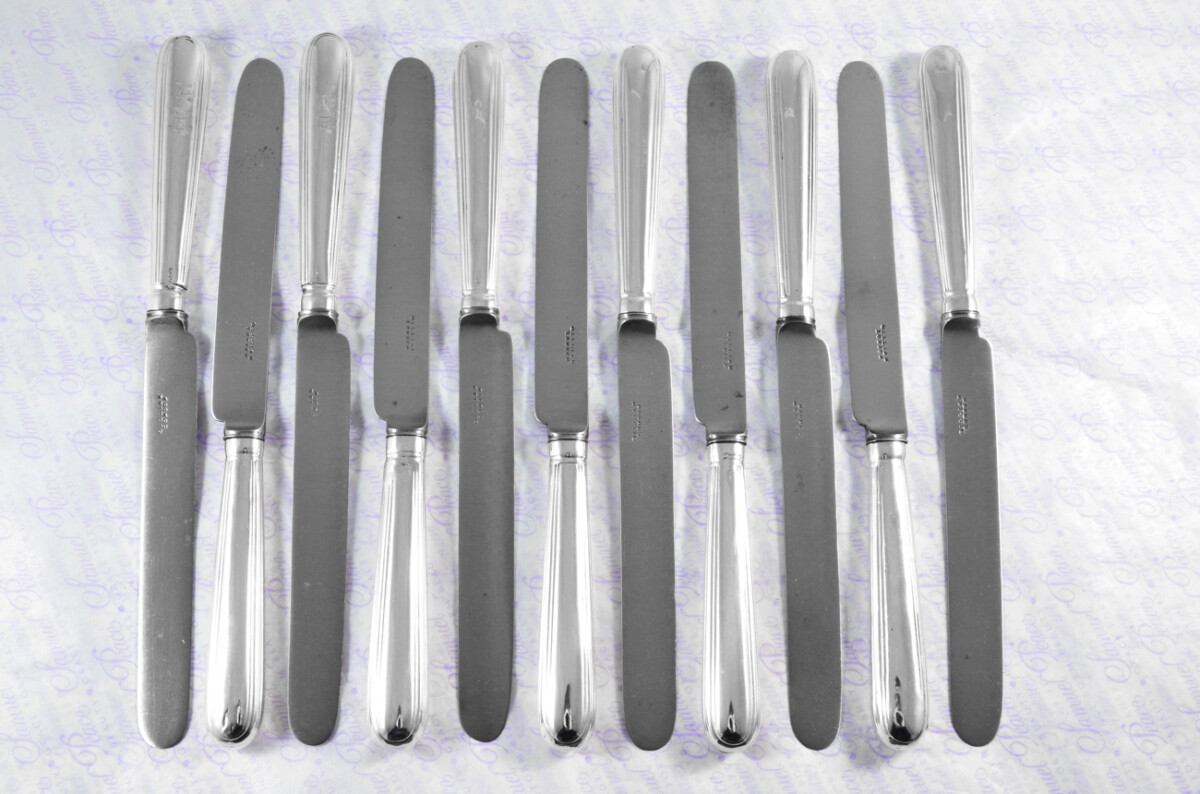 Old English Thread Pattern Sheffield Assayed 11 Table Knives Sterling Silver 1799 Georgian - Image 2
