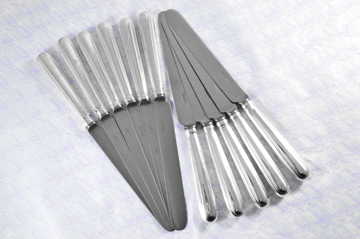 Old English Thread Pattern Sheffield Assayed 11 Table Knives Sterling Silver 1799 Georgian - Image 5