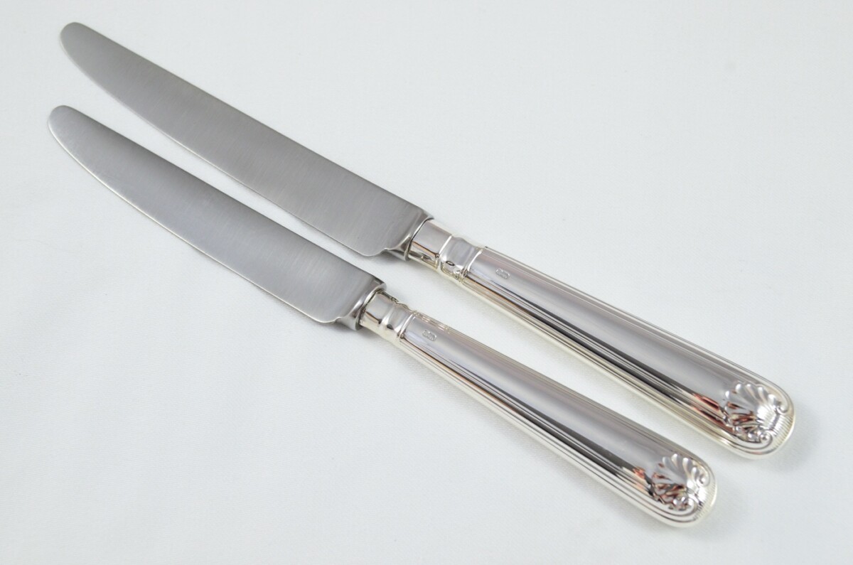 1982 Sterling Silver Thread & Shell Sheffield 6 Dinner & 6 Dessert Knives Strickett & Loder - Image 3
