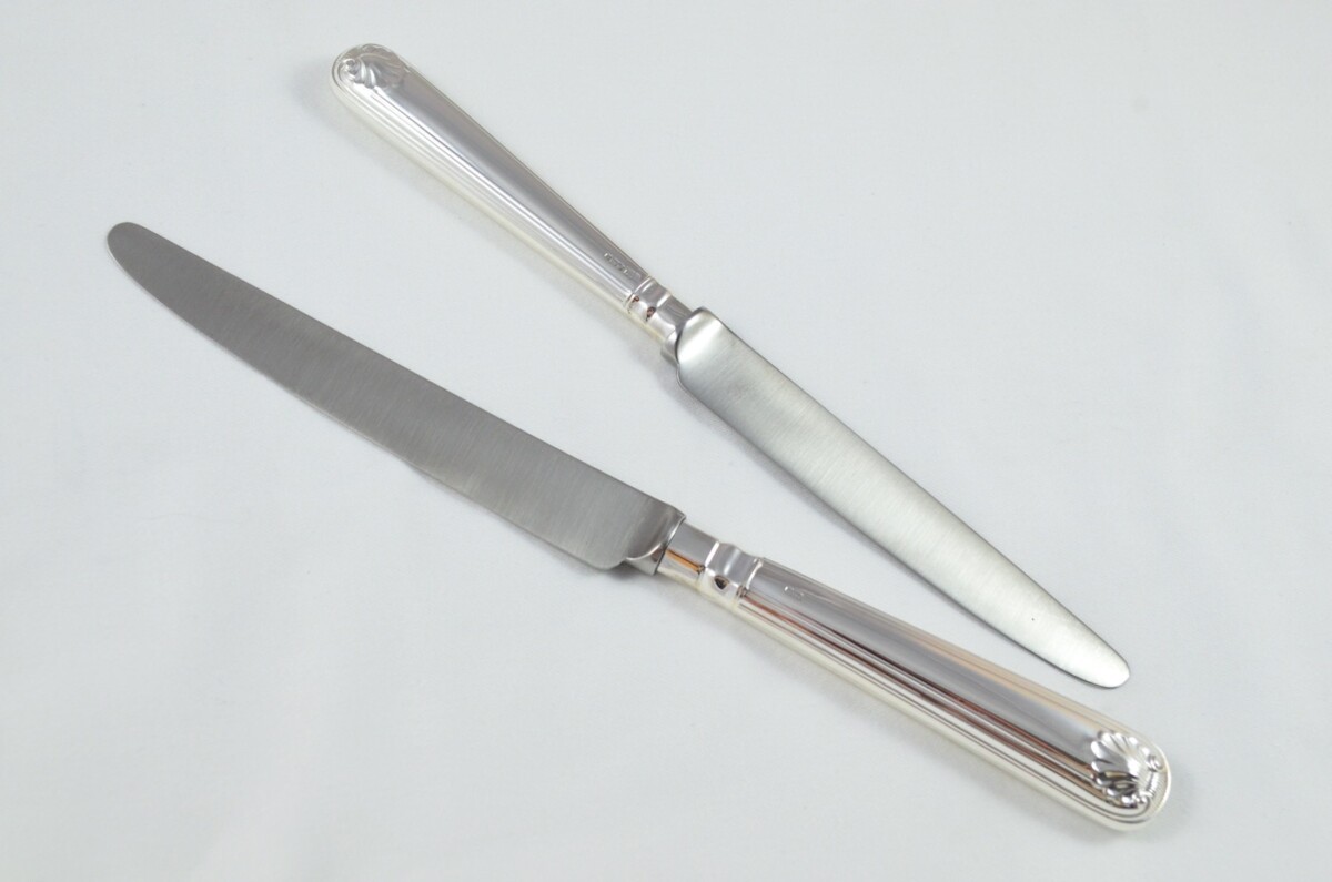 1982 Sterling Silver Thread & Shell Sheffield 6 Dinner & 6 Dessert Knives Strickett & Loder - Image 6
