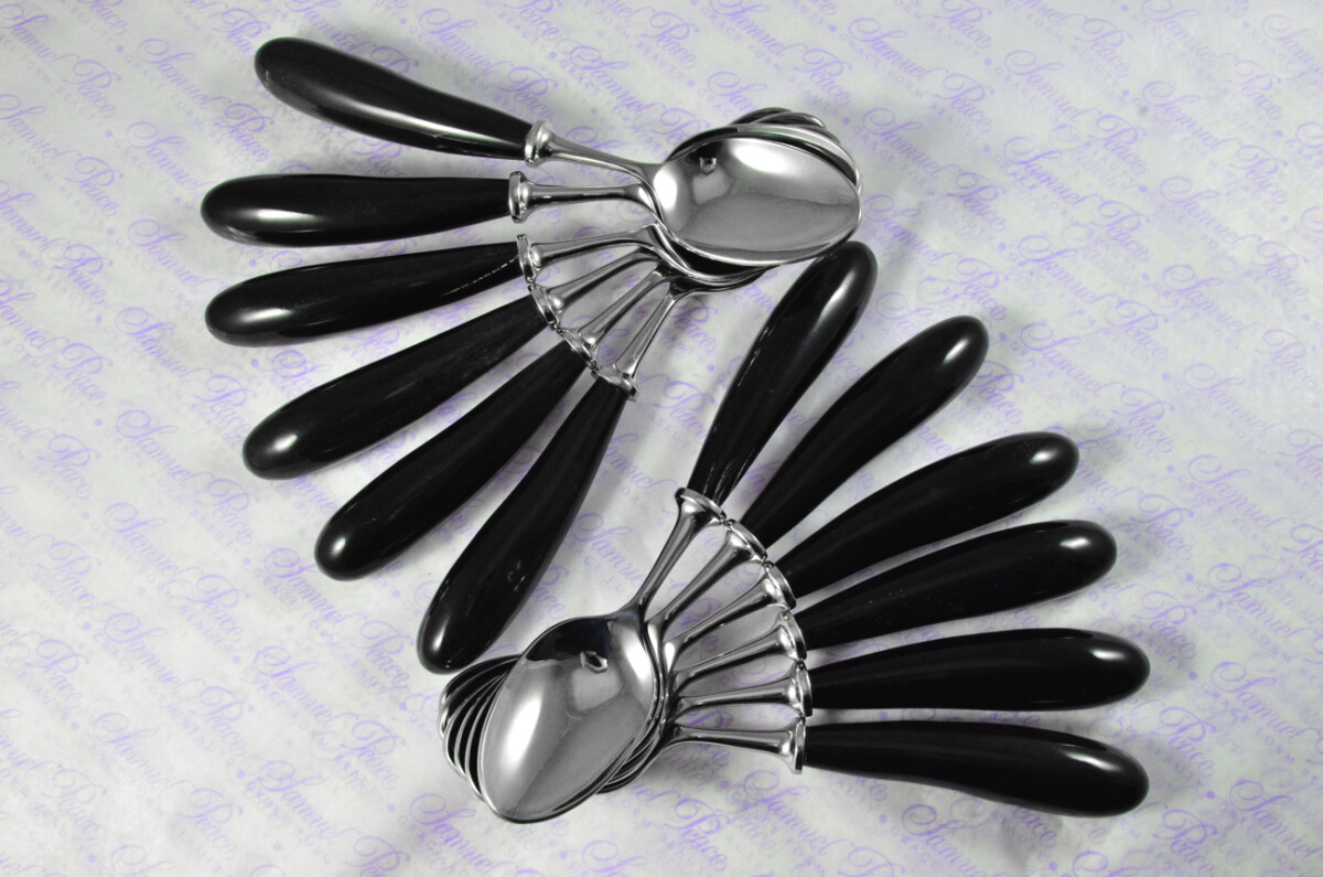 Twelve Brand New Genuine Water Buffalo Handle Dessert Spoons Made in Sheffield England - Image 2