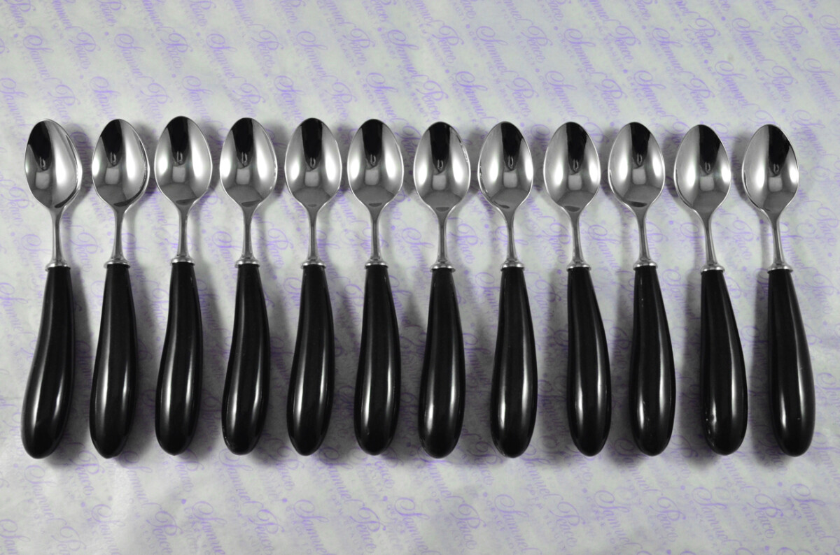 Twelve Brand New Genuine Water Buffalo Handle Tea Spoons Made in Sheffield England - Image 8