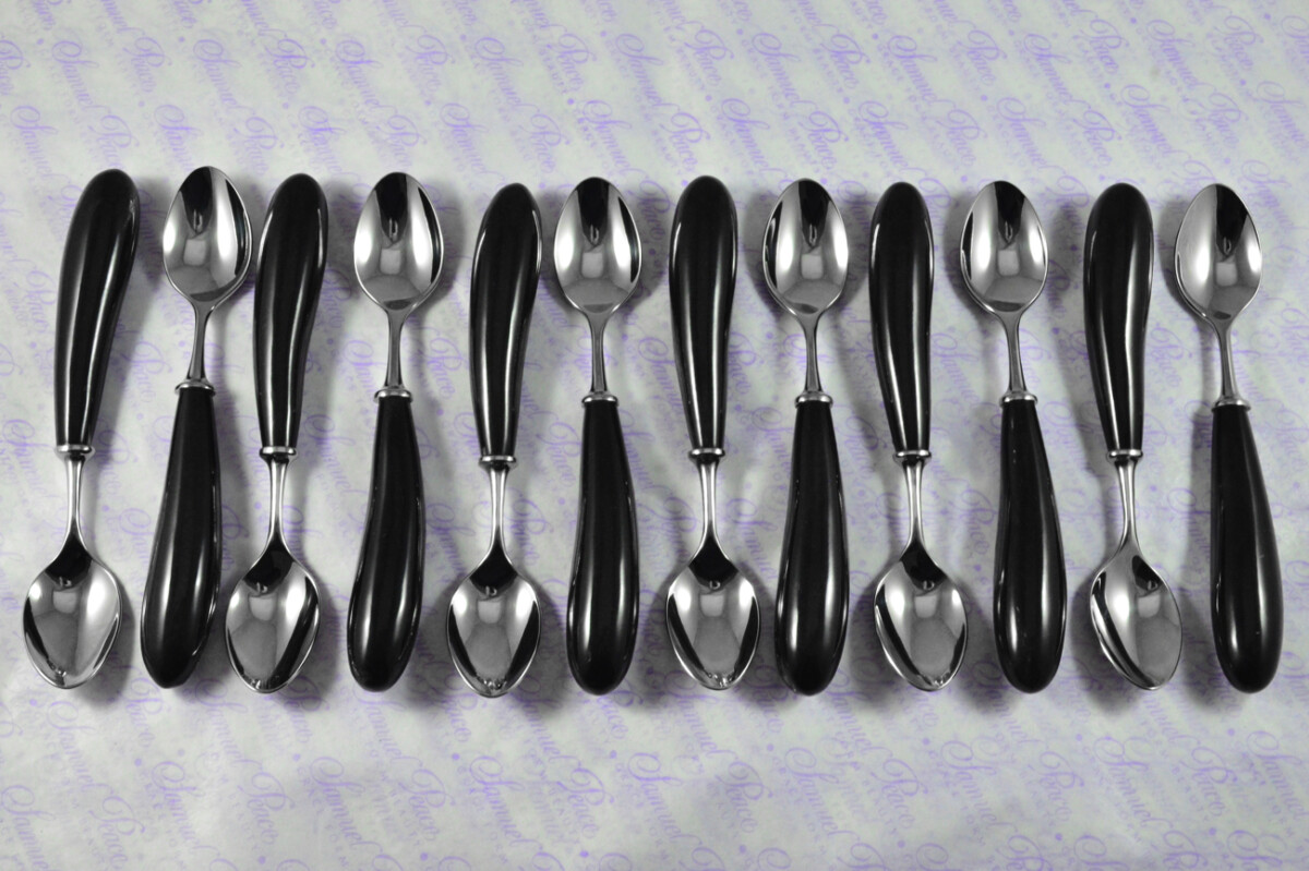 Twelve Brand New Genuine Water Buffalo Handle Tea Spoons Made in Sheffield England