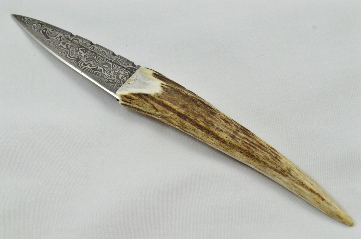 A Fantastic Handmade Genuine Full Tyne Stag Horn Handle Damascus Steel Sgian Dubh Made in Sheffield England - Image 2
