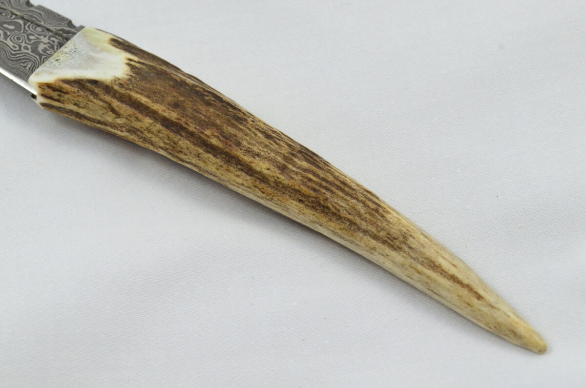 A Fantastic Handmade Genuine Full Tyne Stag Horn Handle Damascus Steel Sgian Dubh Made in Sheffield England - Image 5