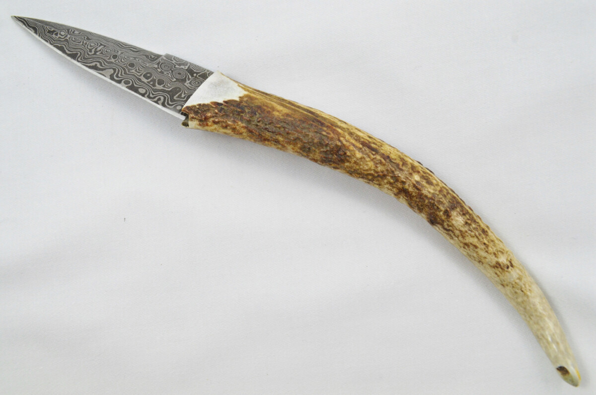 A Fantastic Genuine Stag Horn Full Tyne Handle Modern Bladed Damascus Steel Sgian Dubh Made in Sheffield England - Image 2