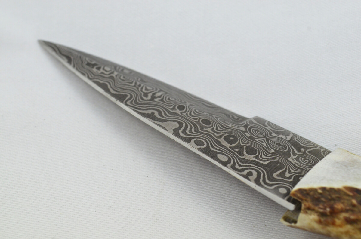 A Fantastic Genuine Stag Horn Full Tyne Handle Modern Bladed Damascus Steel Sgian Dubh Made in Sheffield England - Image 7