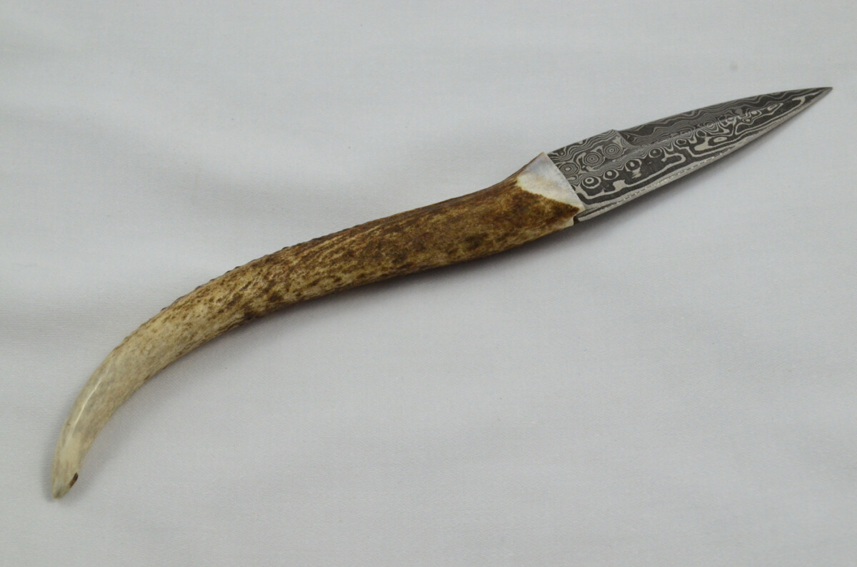 A Fantastic Genuine Stag Horn Full Tyne Handle Modern Bladed Damascus Steel Sgian Dubh Made in Sheffield England - Image 6