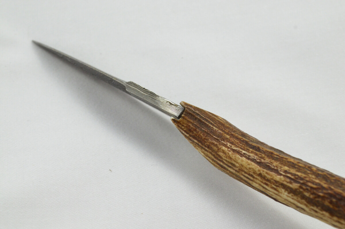 A Fantastic Genuine Stag Horn Full Tyne Handle Modern Bladed Damascus Steel Sgian Dubh Made in Sheffield England - Image 5