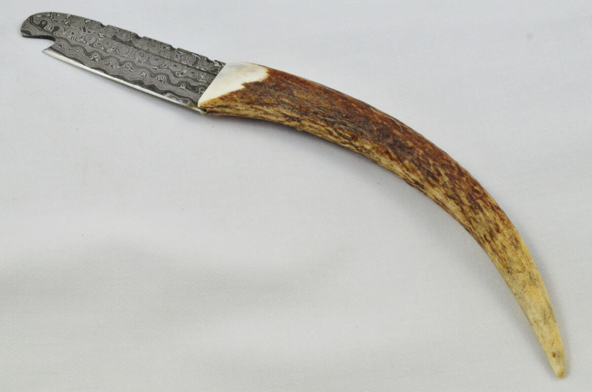 A Fantastic Handmade Genuine Stag Horn Full Tyne Handle Damascus Steel Sgian Dubh Sgian Bru Made in Sheffield England - Image 2
