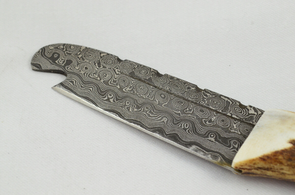 A Fantastic Handmade Genuine Stag Horn Full Tyne Handle Damascus Steel Sgian Dubh Sgian Bru Made in Sheffield England - Image 5