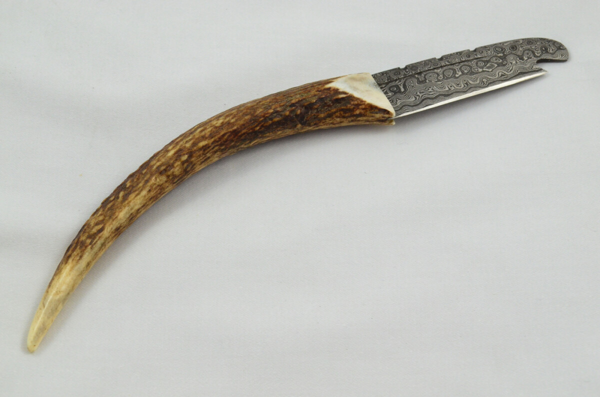 A Fantastic Handmade Genuine Stag Horn Full Tyne Handle Damascus Steel Sgian Dubh Sgian Bru Made in Sheffield England - Image 4