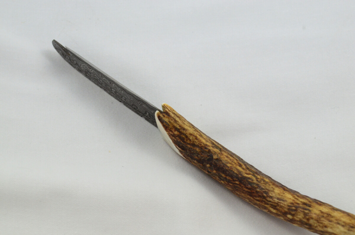 A Fantastic Handmade Genuine Stag Horn Full Tyne Handle Damascus Steel Sgian Dubh Sgian Bru Made in Sheffield England - Image 8