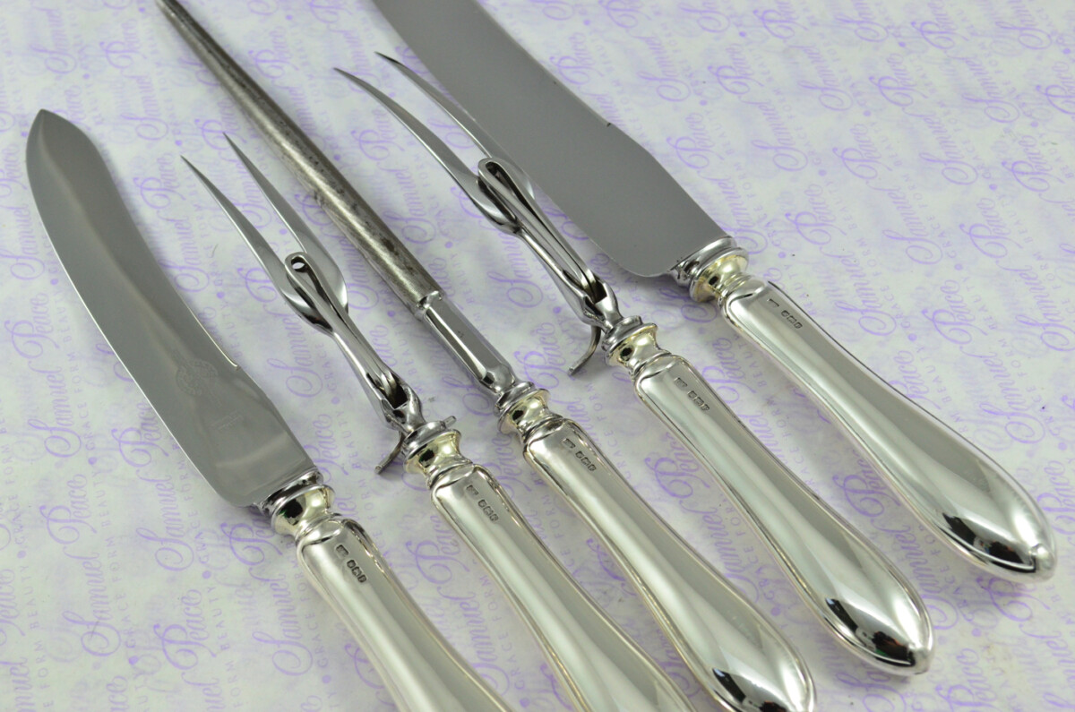 E Viner Genuine Sterling Silver 5 Piece Carving Set Cased Made In Sheffield England Excellent Dated 1932 - Image 6