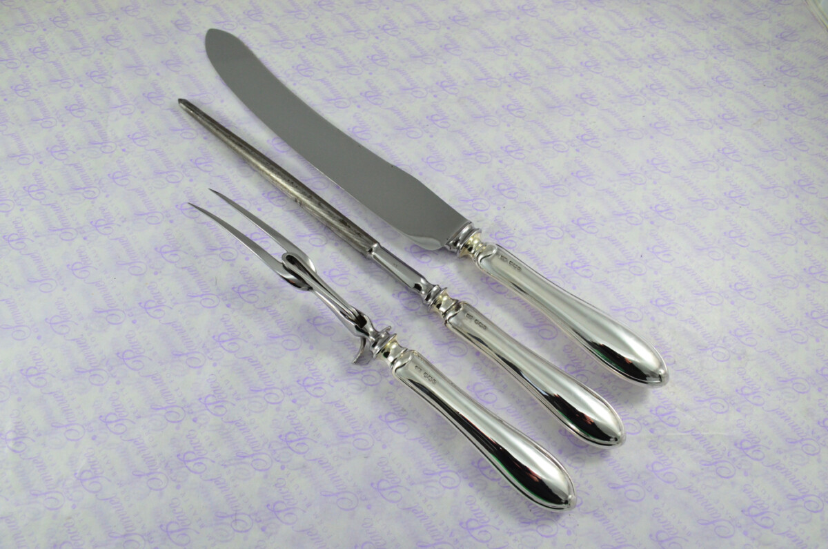 E Viner Genuine Sterling Silver 5 Piece Carving Set Cased Made In Sheffield England Excellent Dated 1932 - Image 7