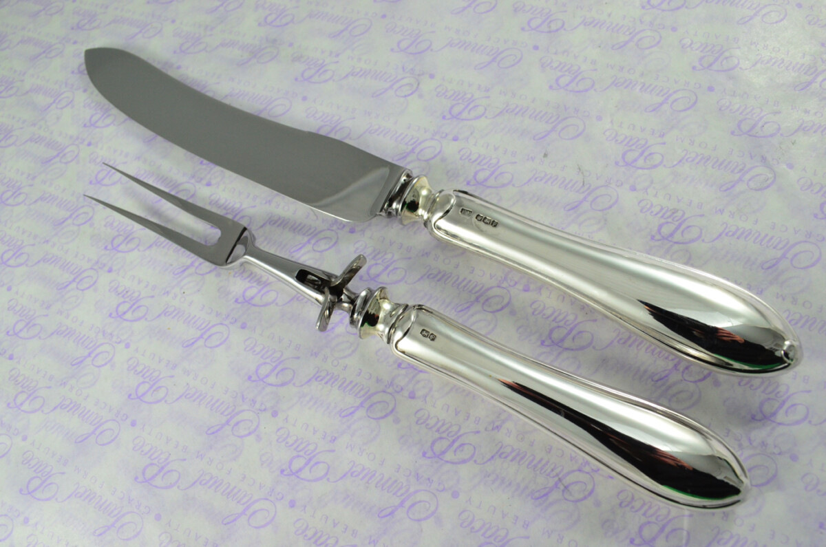 E Viner Genuine Sterling Silver 5 Piece Carving Set Cased Made In Sheffield England Excellent Dated 1932 - Image 9
