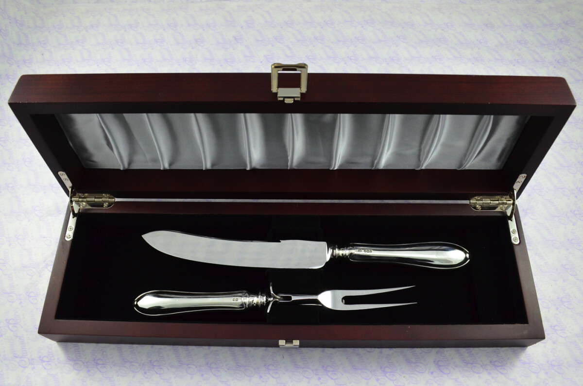 E Viner Genuine Sterling Silver 5 Piece Carving Set Cased Made In Sheffield England Excellent Dated 1932 - Image 3