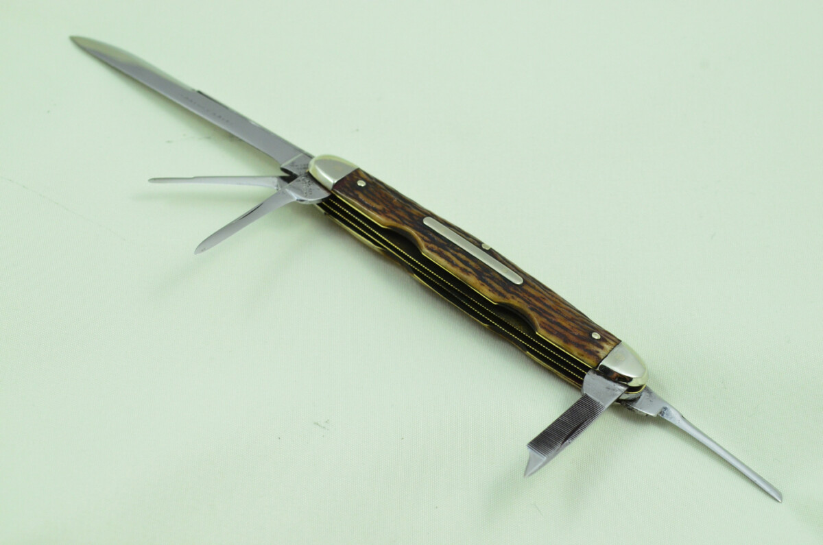 Whitmarsh Newton Sheffield Made 4 Blade Stag Antler Horn Scaled Pen Knife - Image 2